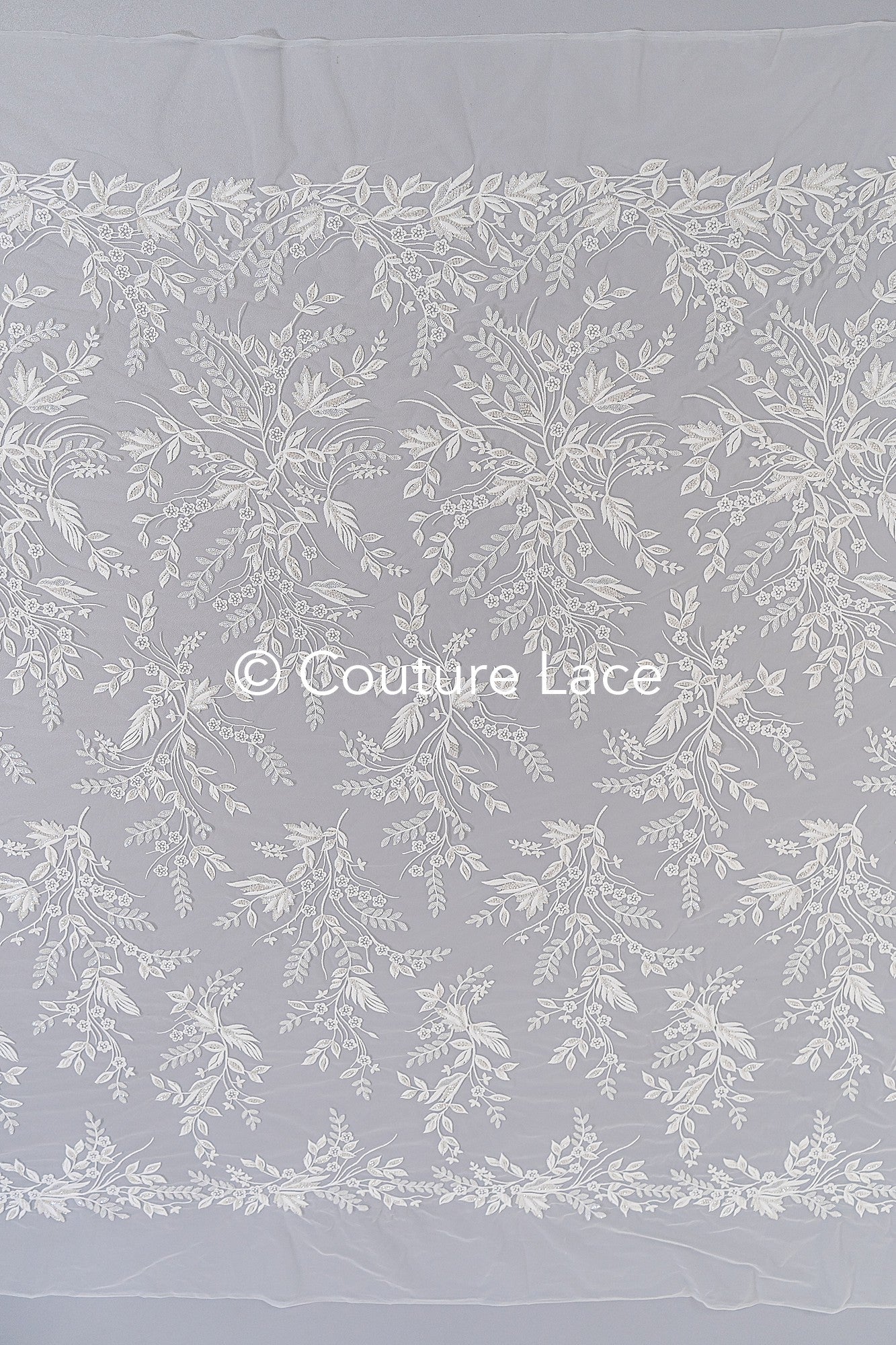 Exquisite Florale Spitze für Brautkleider, Luxus Brautspitze mit Perlenstickerei // L25-789