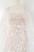 Exquisite Florale Spitze für Brautkleider, Luxus Brautspitze mit Perlenstickerei // L25-789
