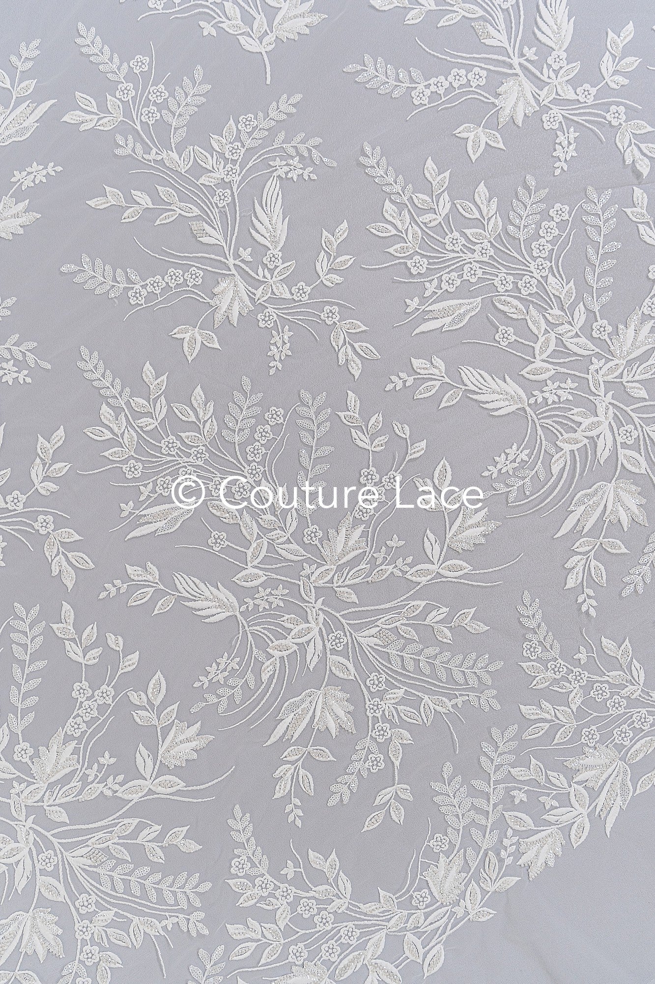 Exquisite Florale Spitze für Brautkleider, Luxus Brautspitze mit Perlenstickerei // L25-789