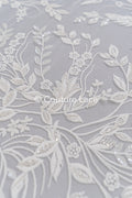 Exquisite Florale Spitze für Brautkleider, Luxus Brautspitze mit Perlenstickerei // L25-789
