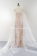 Floral lace embroidery with pearls, shiny floral bridal lace // L25-791