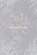 Floral lace embroidery with pearls, shiny floral bridal lace // L25-791