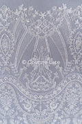 Filigree beaded embroidery, bridal lace with symmetrical pattern, floral bridal lace // L25-792