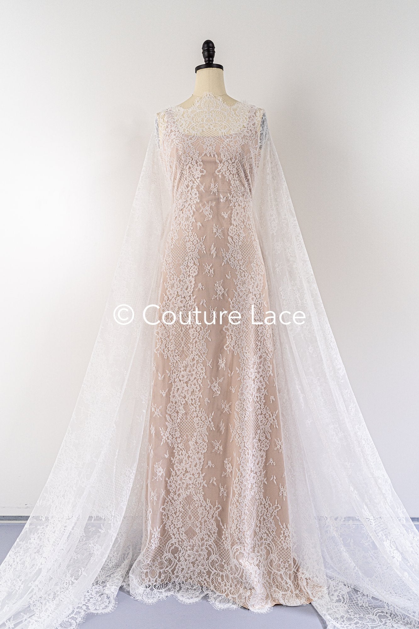 3 mètres de dentelle florale française / dentelle de mariée Chantilly française // L25-797