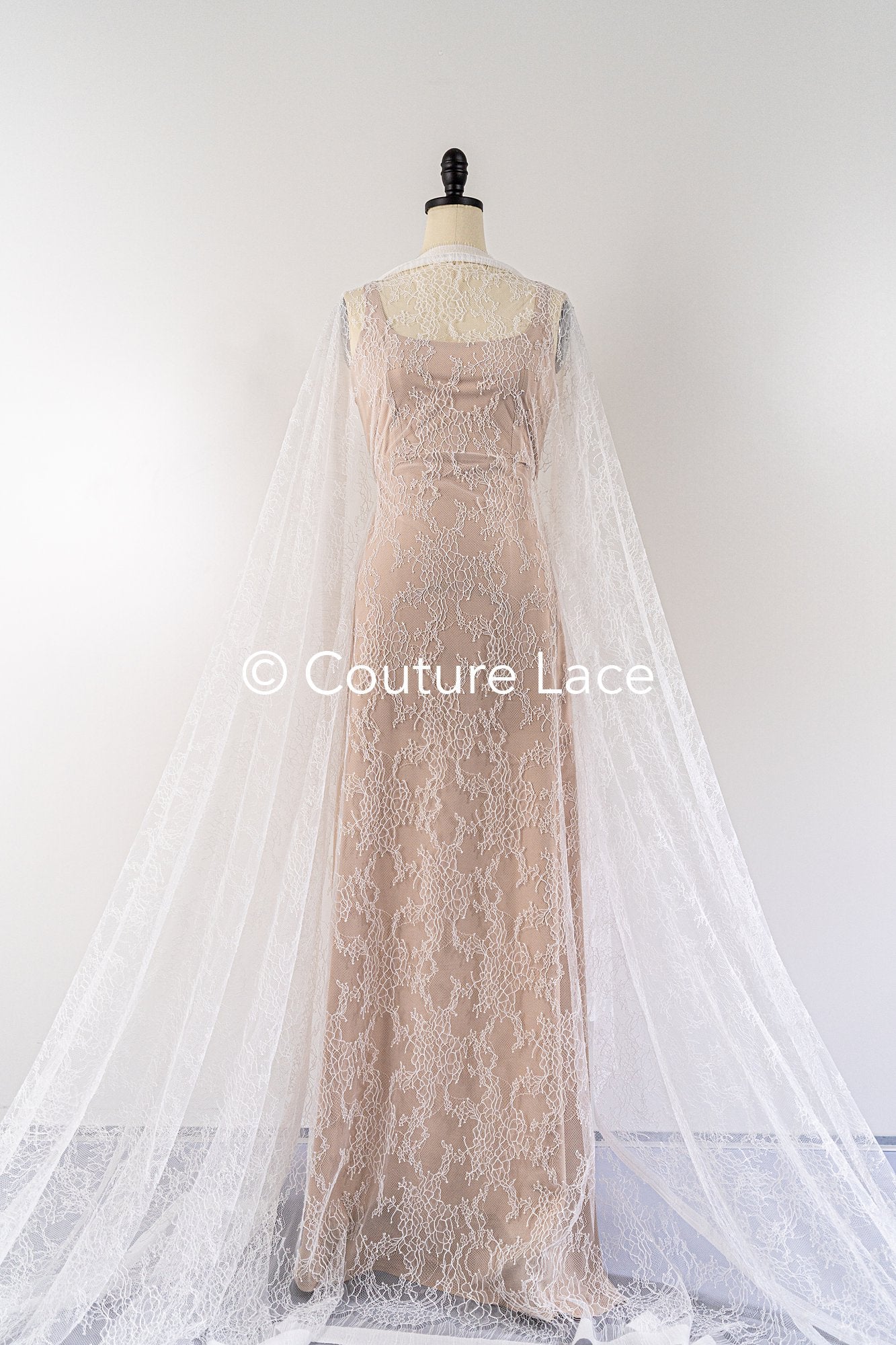 3 mètres de dentelle florale française / dentelle Chantilly française pour mariée // L25-798