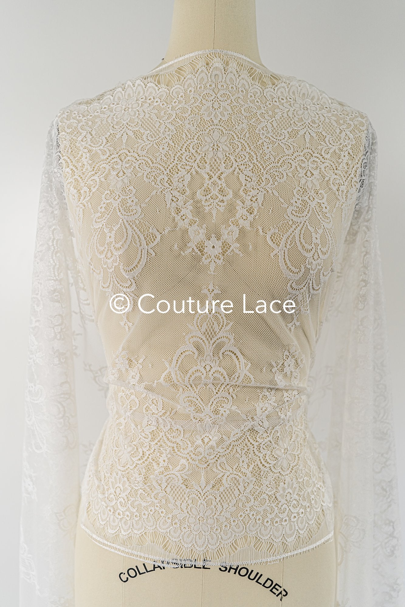 3 mètres de dentelle florale française / Bordure en dentelle Chantilly française pour mariée // L25-799