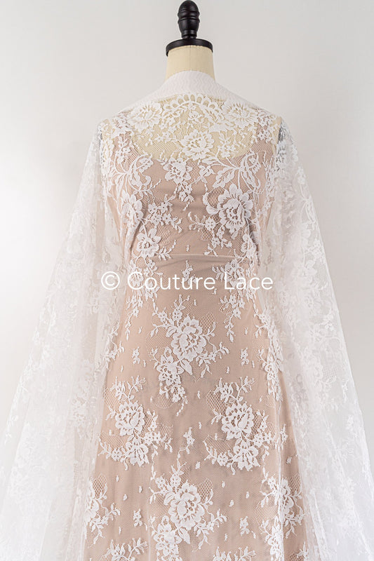 3 mètres de dentelle florale française / Dentelle de mariée Chantilly française // L25-800