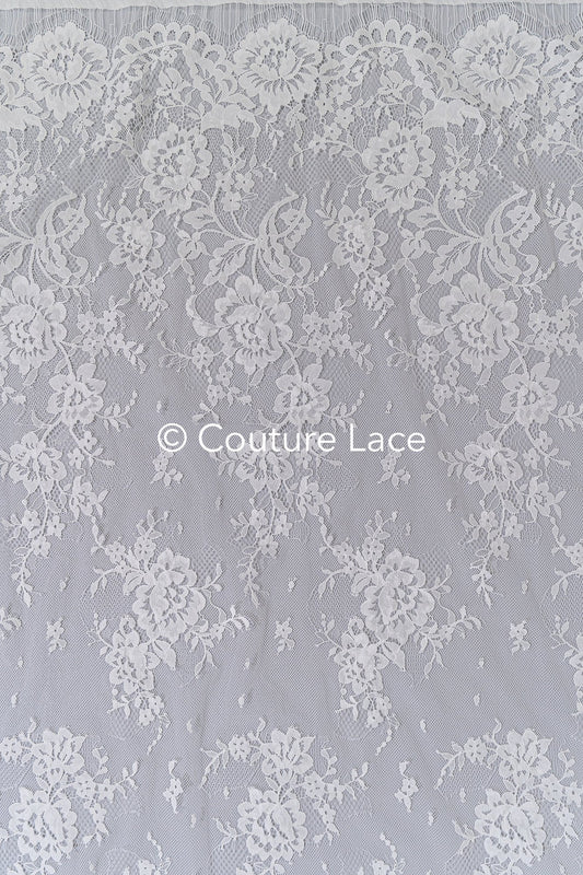 3 mètres de dentelle florale française / Dentelle de mariée Chantilly française // L25-800