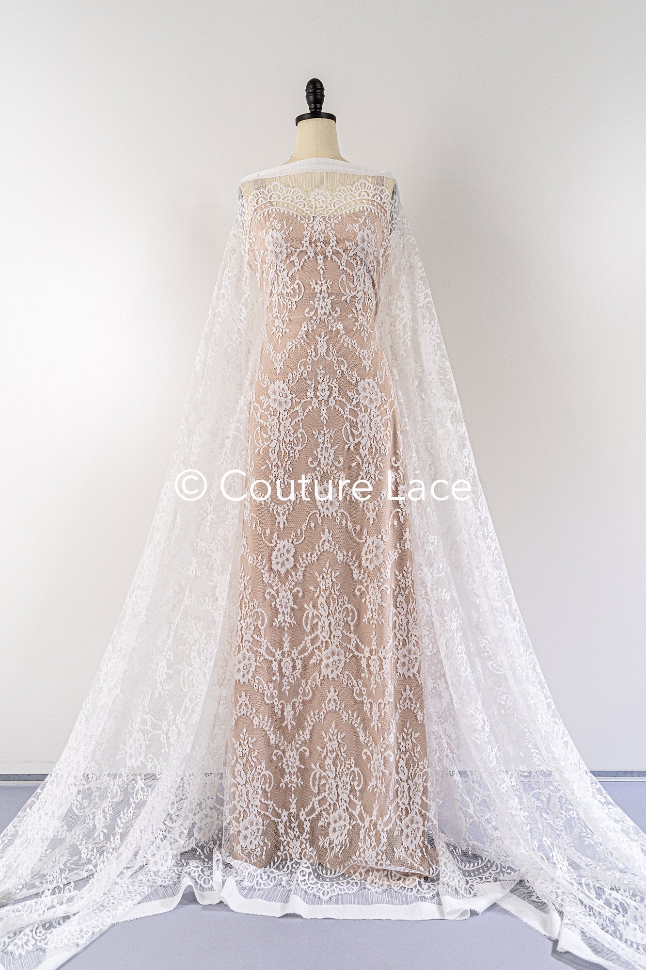 3 mètres de dentelle florale française / Dentelle de mariée Chantilly française // L25-801