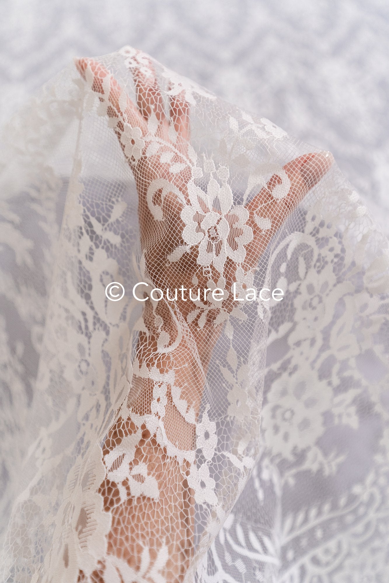 3 mètres de dentelle florale française / Dentelle de mariée Chantilly française // L25-801