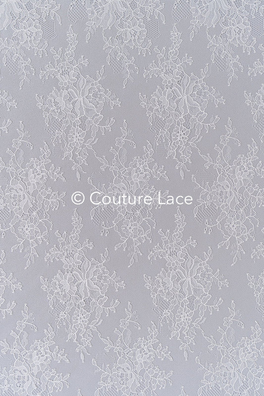 3 mètres de dentelle florale française / Dentelle de Chantilly française pour mariée // L25-802