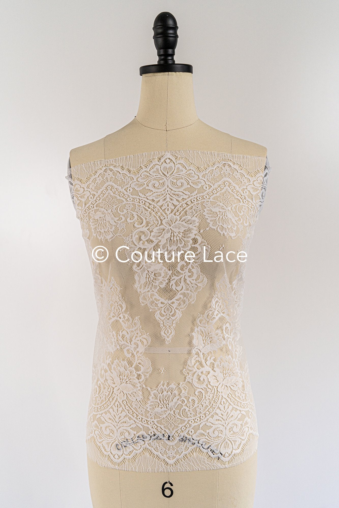 3 mètres de dentelle florale française / Bordure en dentelle Chantilly française pour mariée // L25-805