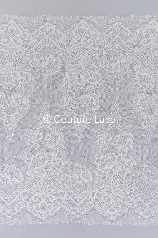 3 mètres de dentelle florale française / Bordure en dentelle Chantilly française pour mariée // L25-805