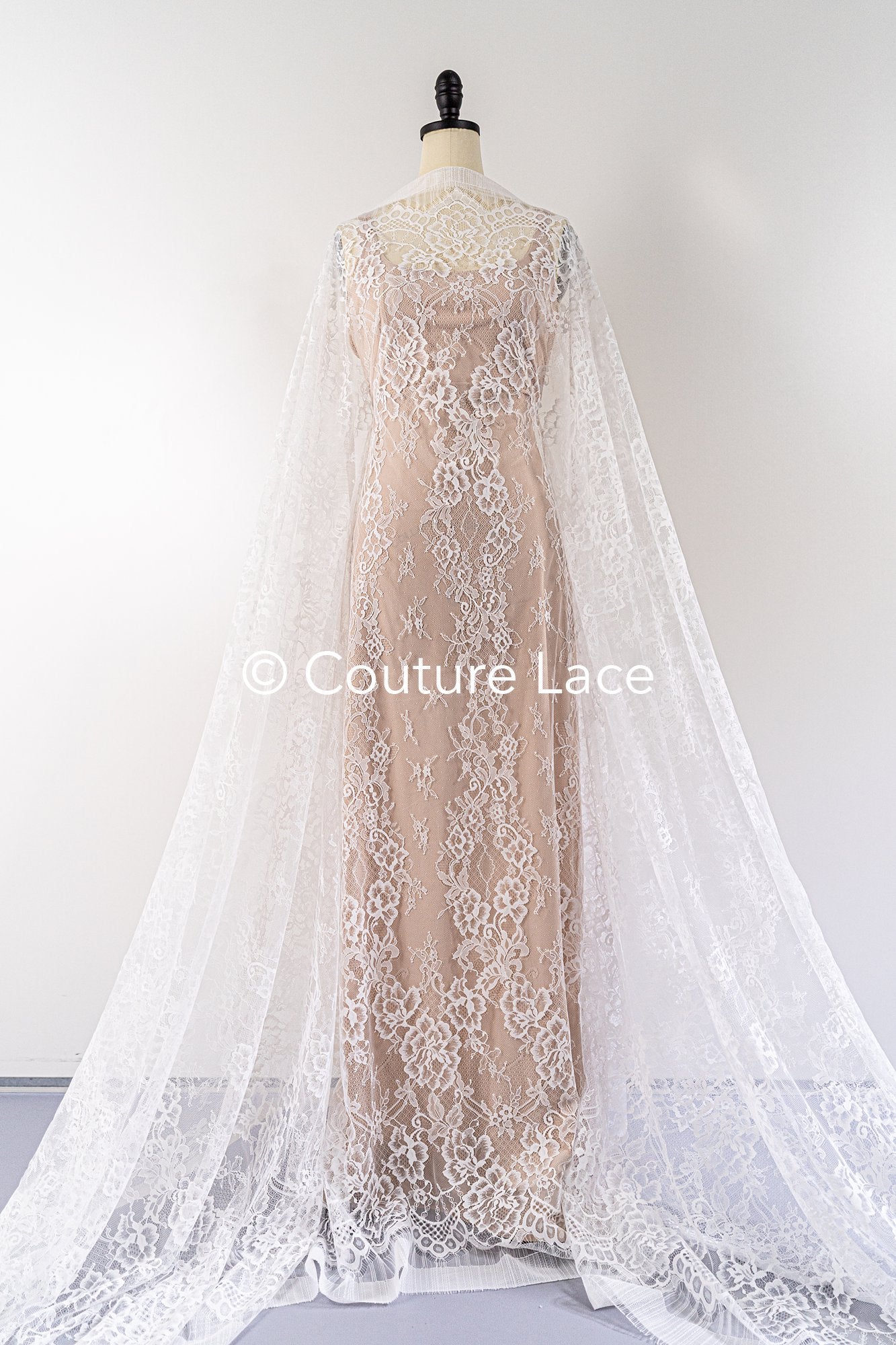 3 mètres de dentelle florale française / Dentelle de mariée Chantilly française // L25-807