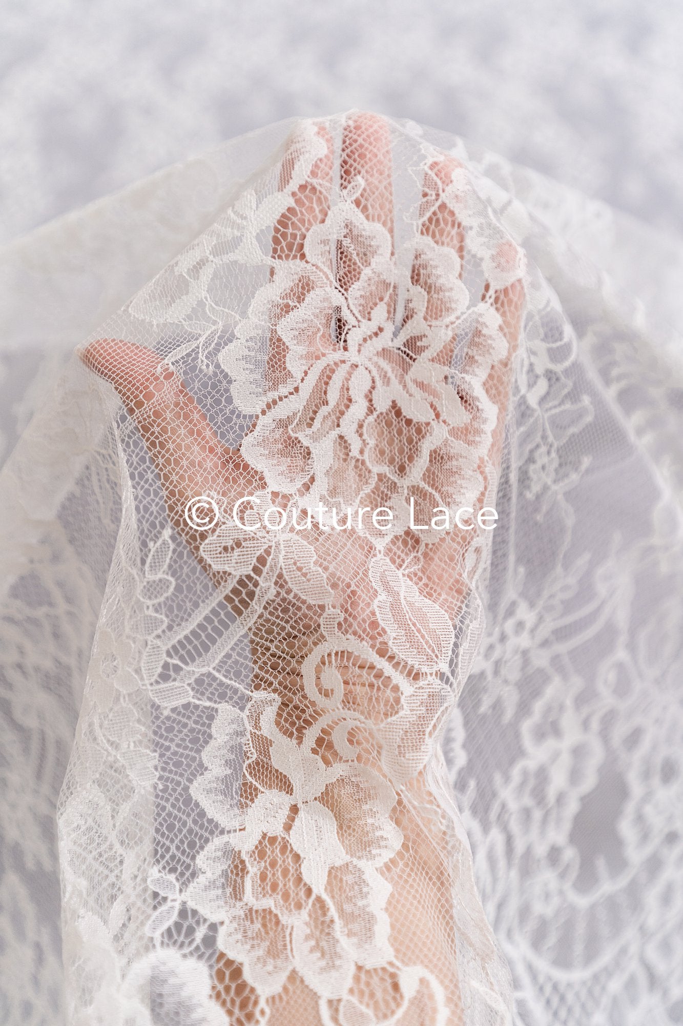 3 mètres de dentelle florale française / Dentelle de mariée Chantilly française // L25-807
