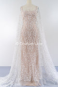 3D bestickter Blumen-Spitzenstoff, Braut-3d-Spitzenstoff, Brautkleid-Spitzenstoff, geperlte Blumen-Spitze, Braut-Spitzenkleid // L24-815