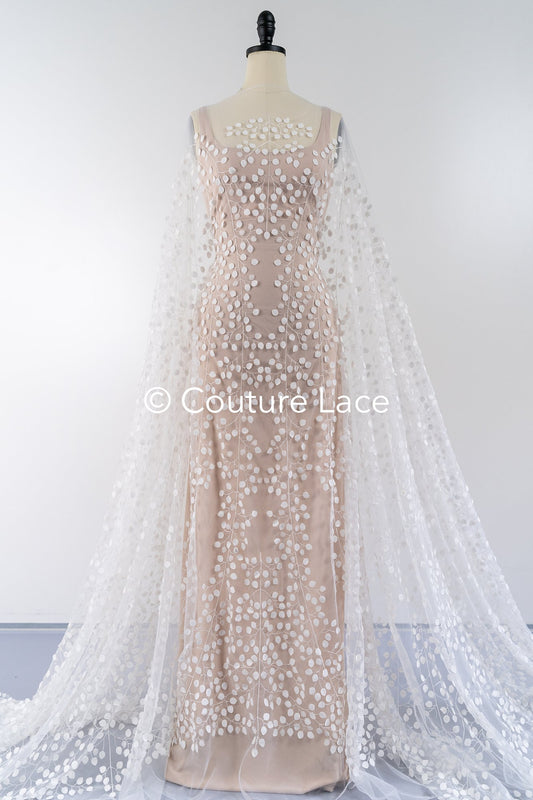 3D bestickter Blumen-Spitzenstoff, Braut-3d-Spitzenstoff, Brautkleid-Spitzenstoff, geperlte Blumen-Spitze, Braut-Spitzenkleid // L24-815