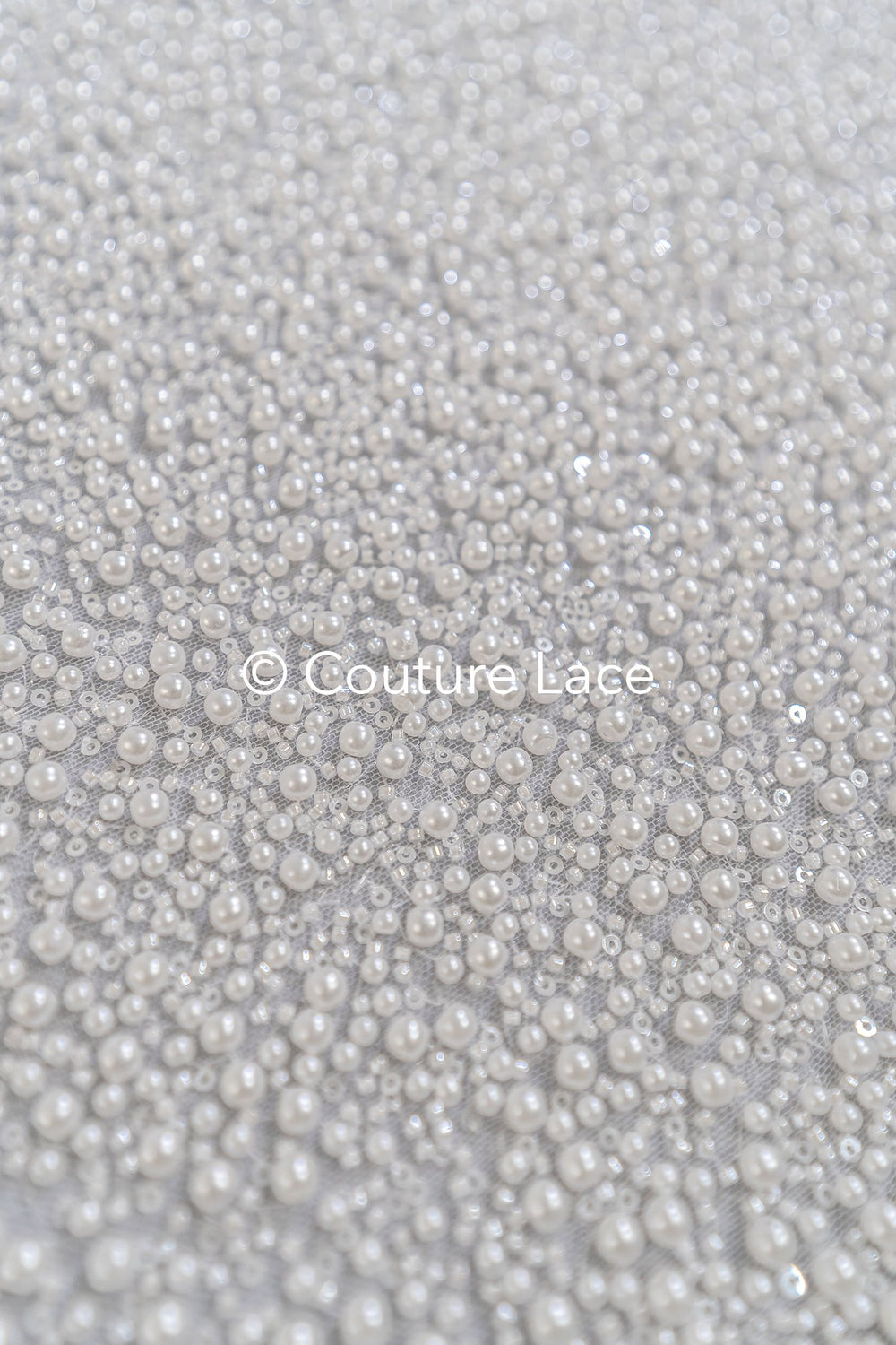 Luxuriöser Perlenstoff für Brautkleider Details und Accessoires – Glänzende Perlenstickerei // L25-816