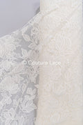 Floral embroidered bridal lace fabric, high-quality lace fabric for wedding dresses // L25-834