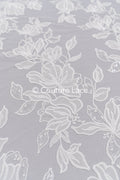 Floral embroidered bridal lace fabric, high-quality lace fabric for wedding dresses // L25-834