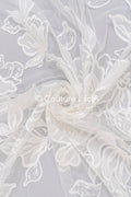 Floral embroidered bridal lace fabric, high-quality lace fabric for wedding dresses // L25-834