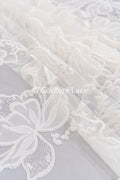 Floral embroidered bridal lace fabric, high-quality lace fabric for wedding dresses // L25-834