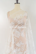 Floral embroidered bridal lace fabric, high-quality lace fabric for wedding dresses // L25-834
