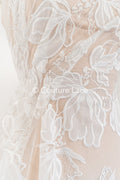 Floral embroidered bridal lace fabric, high-quality lace fabric for wedding dresses // L25-834