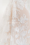 Floral embroidered bridal lace fabric, high-quality lace fabric for wedding dresses // L25-834