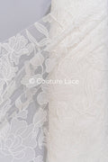 Floral embroidered bridal lace fabric, high-quality lace fabric with large floral pattern for wedding dresses // L25-835