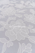 Floral embroidered bridal lace fabric, high-quality lace fabric with large floral pattern for wedding dresses // L25-835