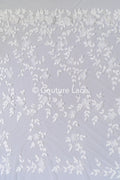 Embroidered floral lace for wedding dresses, luxury bridal lace with 3D flowers // L25-844