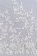 Embroidered floral lace for wedding dresses, luxury bridal lace with 3D flowers // L25-844