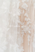 Embroidered floral lace for wedding dresses, luxury bridal lace with 3D flowers // L25-844