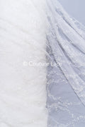 Beaded bridal lace / bridal fabric with embroidery / beaded lace on glitter tulle // L25-837