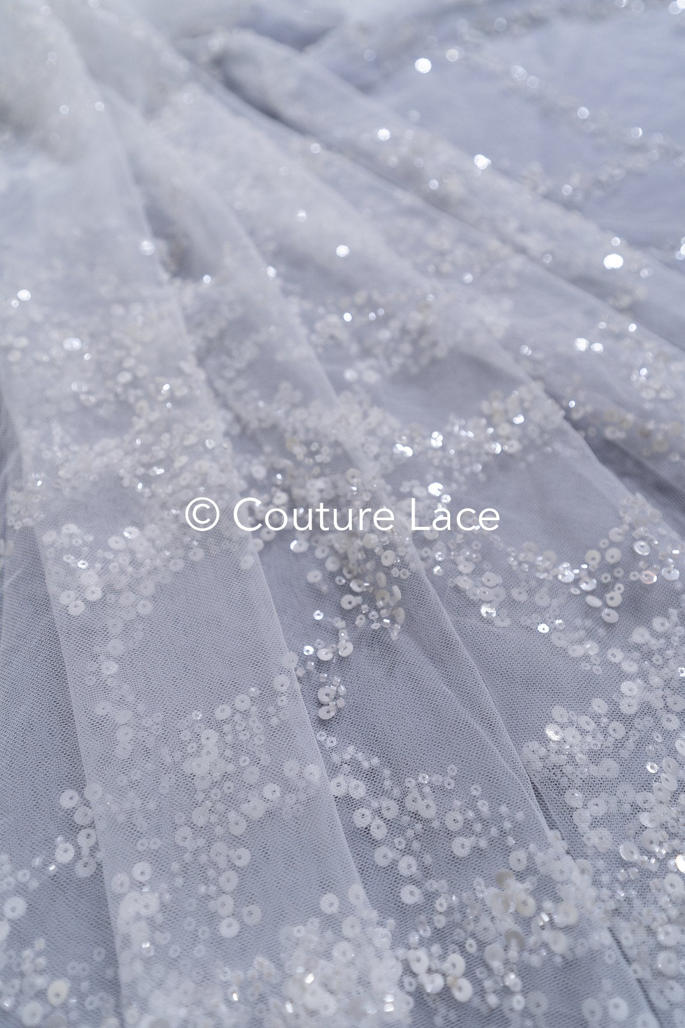 Beaded bridal lace / bridal fabric with embroidery / beaded lace on glitter tulle // L25-837