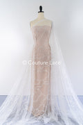 Beaded bridal lace on glitter tulle / Bridal fabric with embroidery / Beaded lace on glitter tulle // L25-838