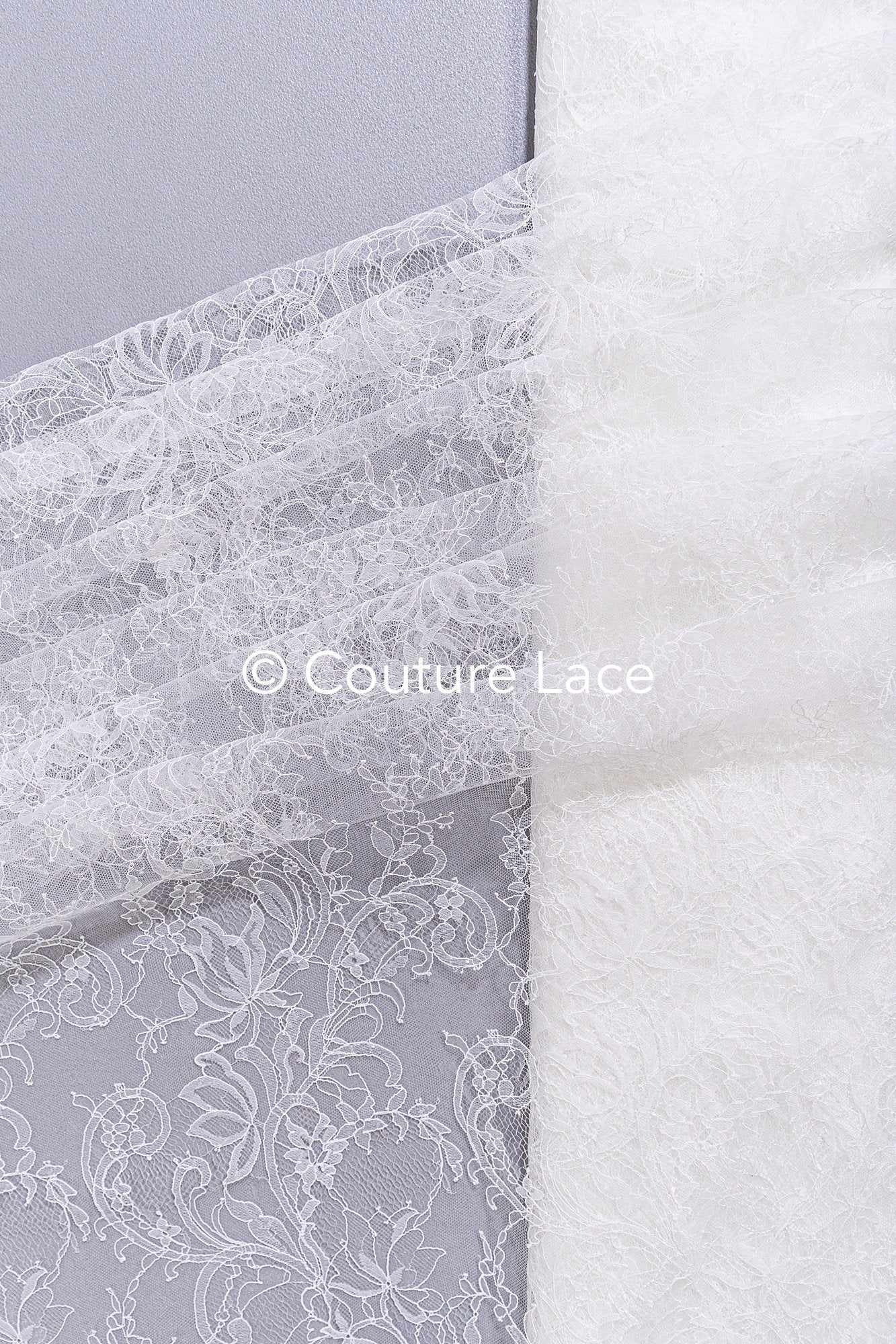 3 mètres de dentelle florale française / Dentelle florale française pour mariée // L25-052