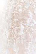 Braut Spitzenstoff mit Blumenmuster, Hochwertiger Spitzen Stoff für Brautkleider // L25-340