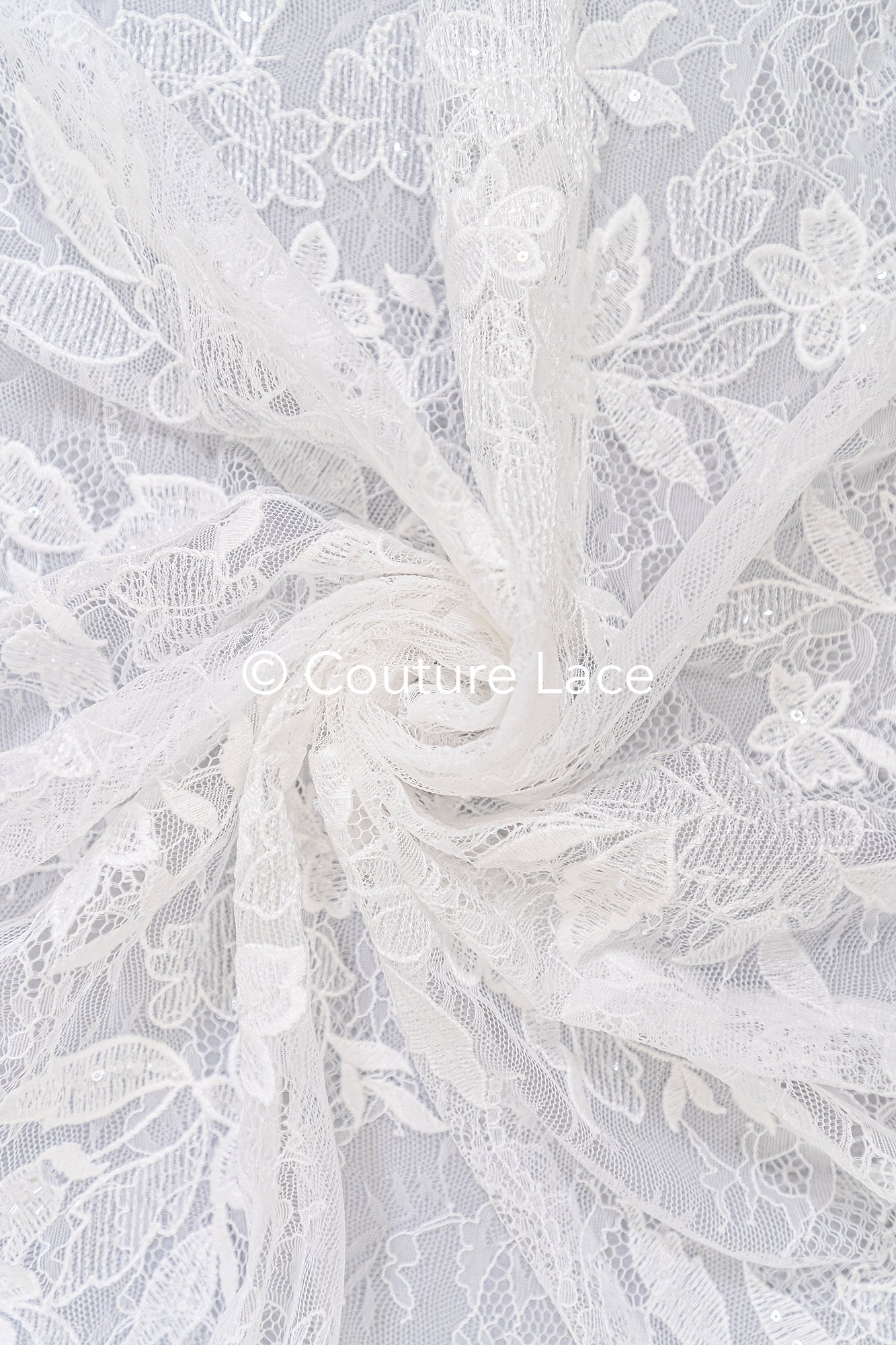 Braut Spitzenstoff mit Blumenmuster, Hochwertige französische Spitze für Brautkleider // L25-343