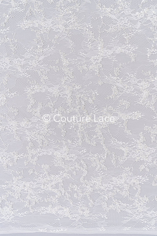 Dentelle de mariée brodée de perles sur dentelle française fine / Dentelle de mariée perlée de haute qualité // L25-348