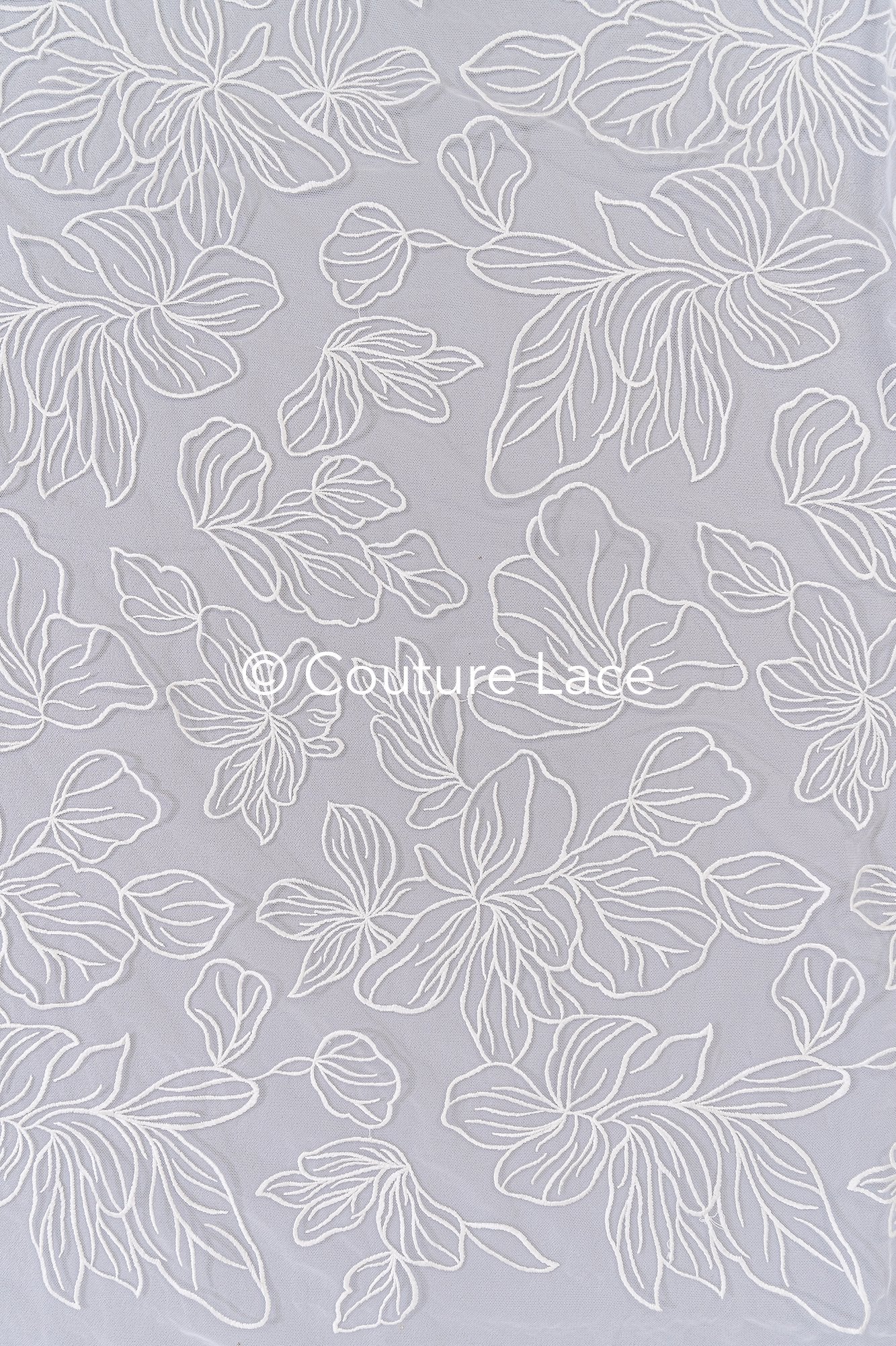 Braut Spitzenstoff mit Blumenmuster, Bestickte Spitze für Brautkleider // L25-349