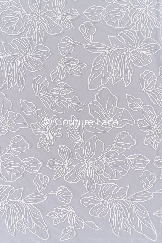 Braut Spitzenstoff mit Blumenmuster, Bestickte Spitze für Brautkleider // L25-349