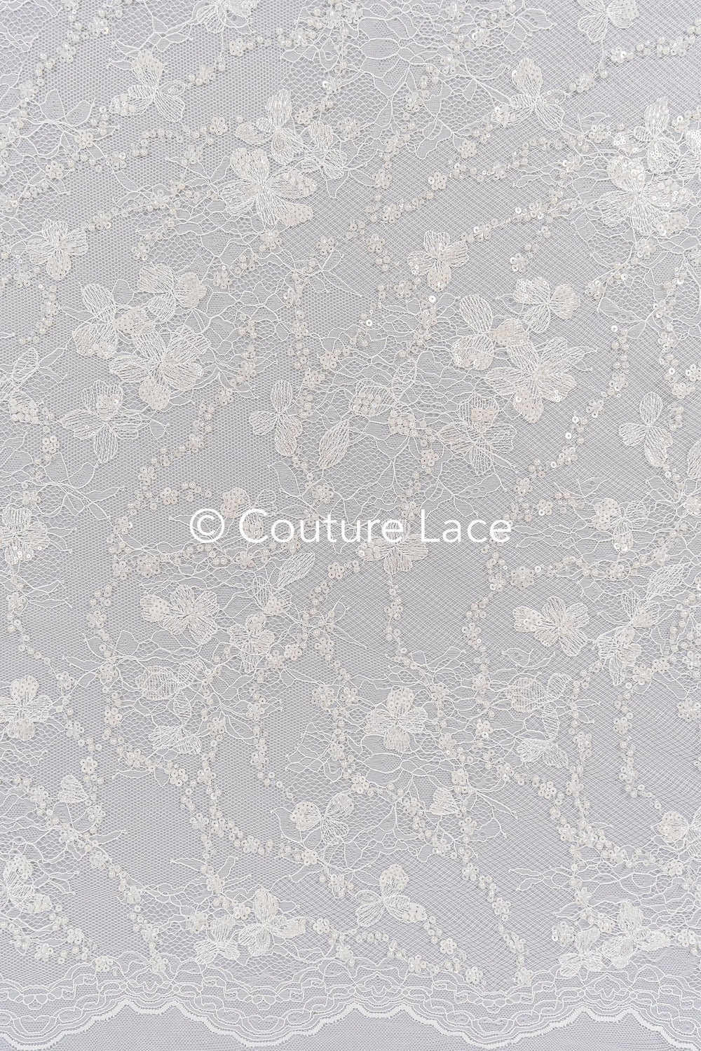 Dentelle de mariée brodée de perles sur dentelle française fine / Dentelle de mariée perlée de haute qualité // L25-350