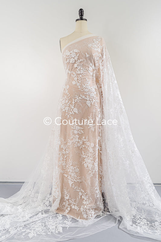 Florale Spitze für Brautkleider, Blumenstickerei für Brautmode // L25-351