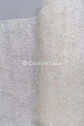 Encaje nupcial bordado con perlas sobre fino encaje francés / Encaje nupcial de alta calidad con perlas // L25-407
