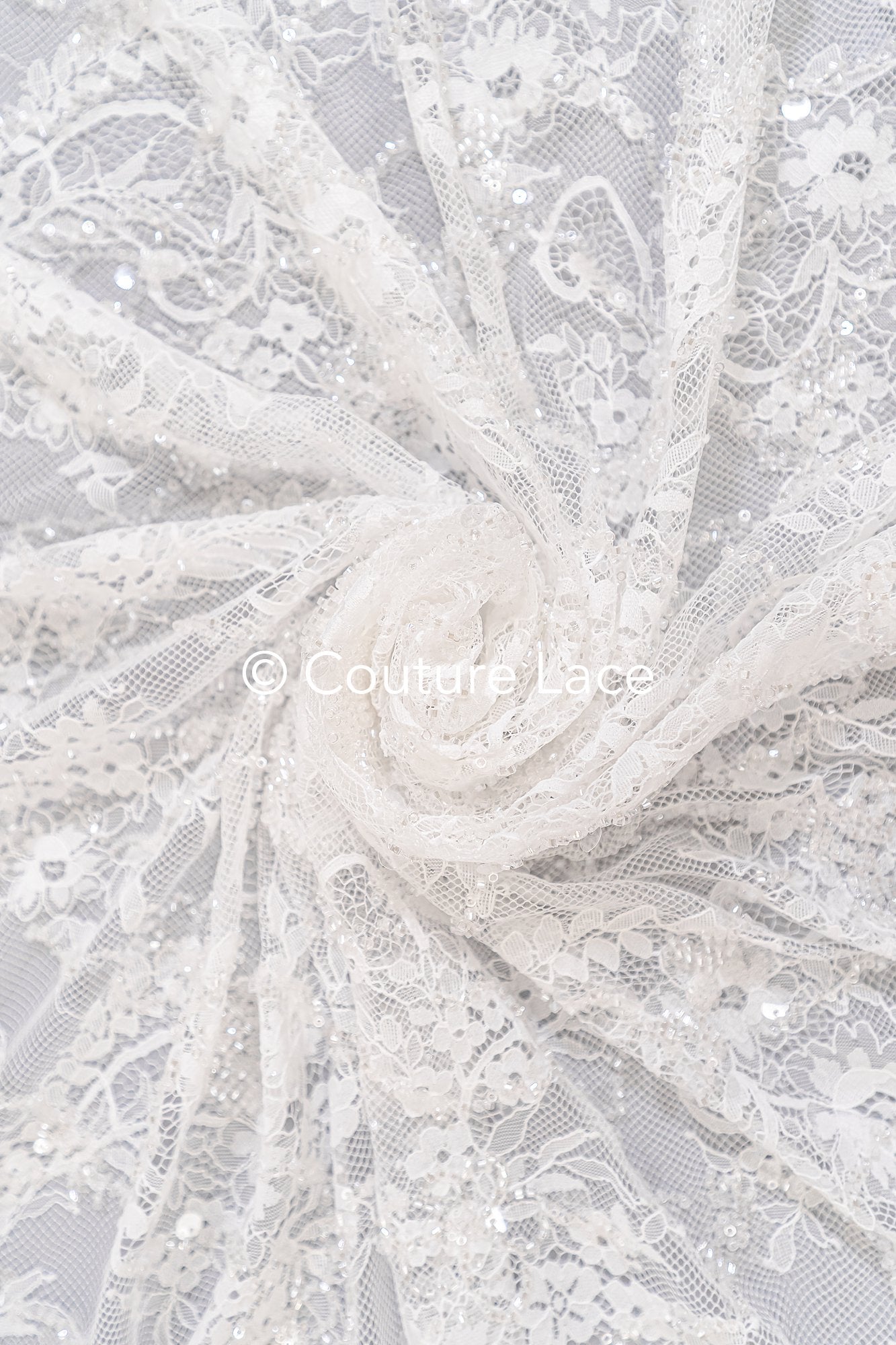 3 Meter Perlenbestickte französische Spitze/ Chantilly-Spitze mit Perlen/ Brautspitze // L25-479