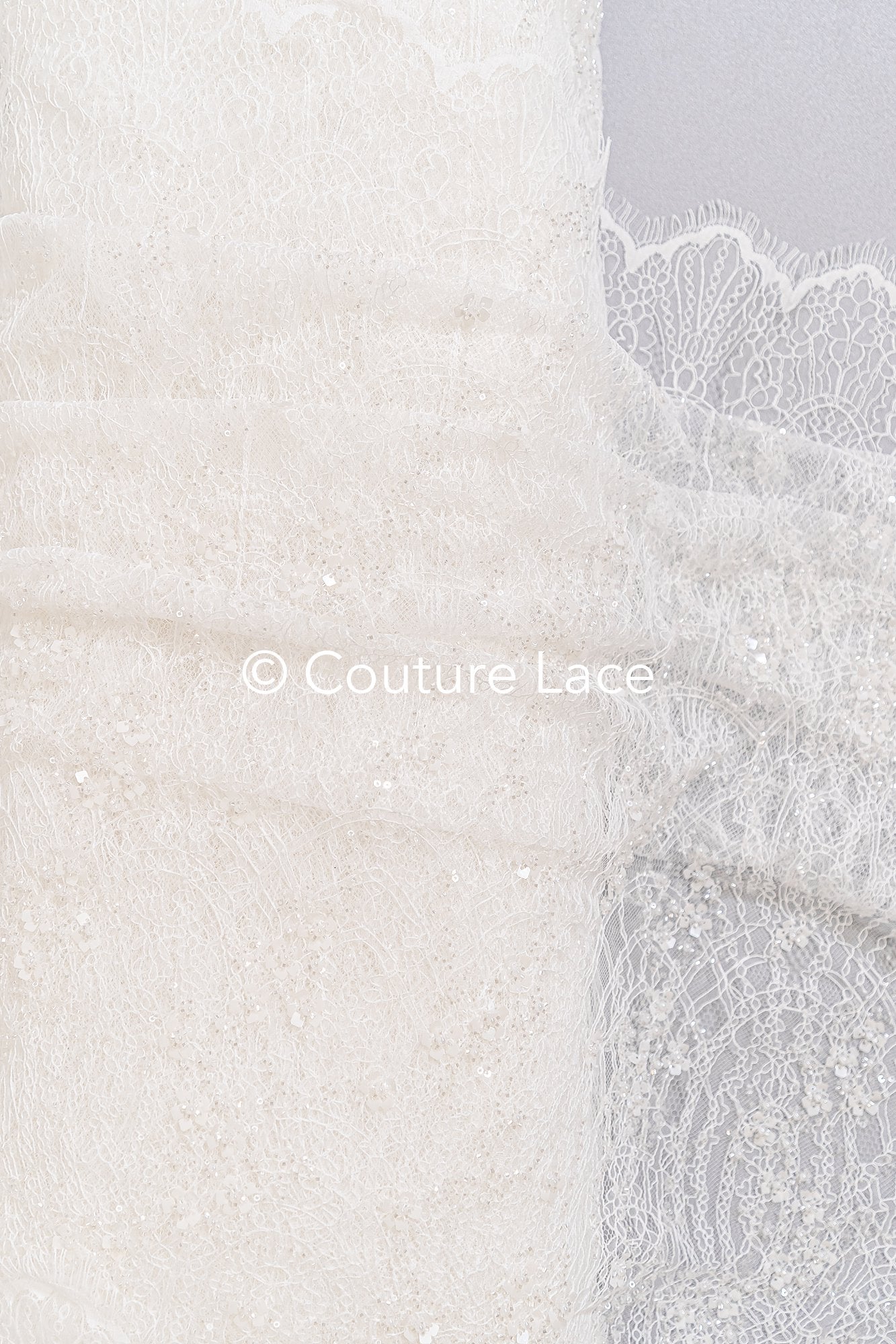 3 Meter Perlenbestickte französische Spitze/ Chantilly-Spitze mit Perlen/ Brautspitze // L25-486