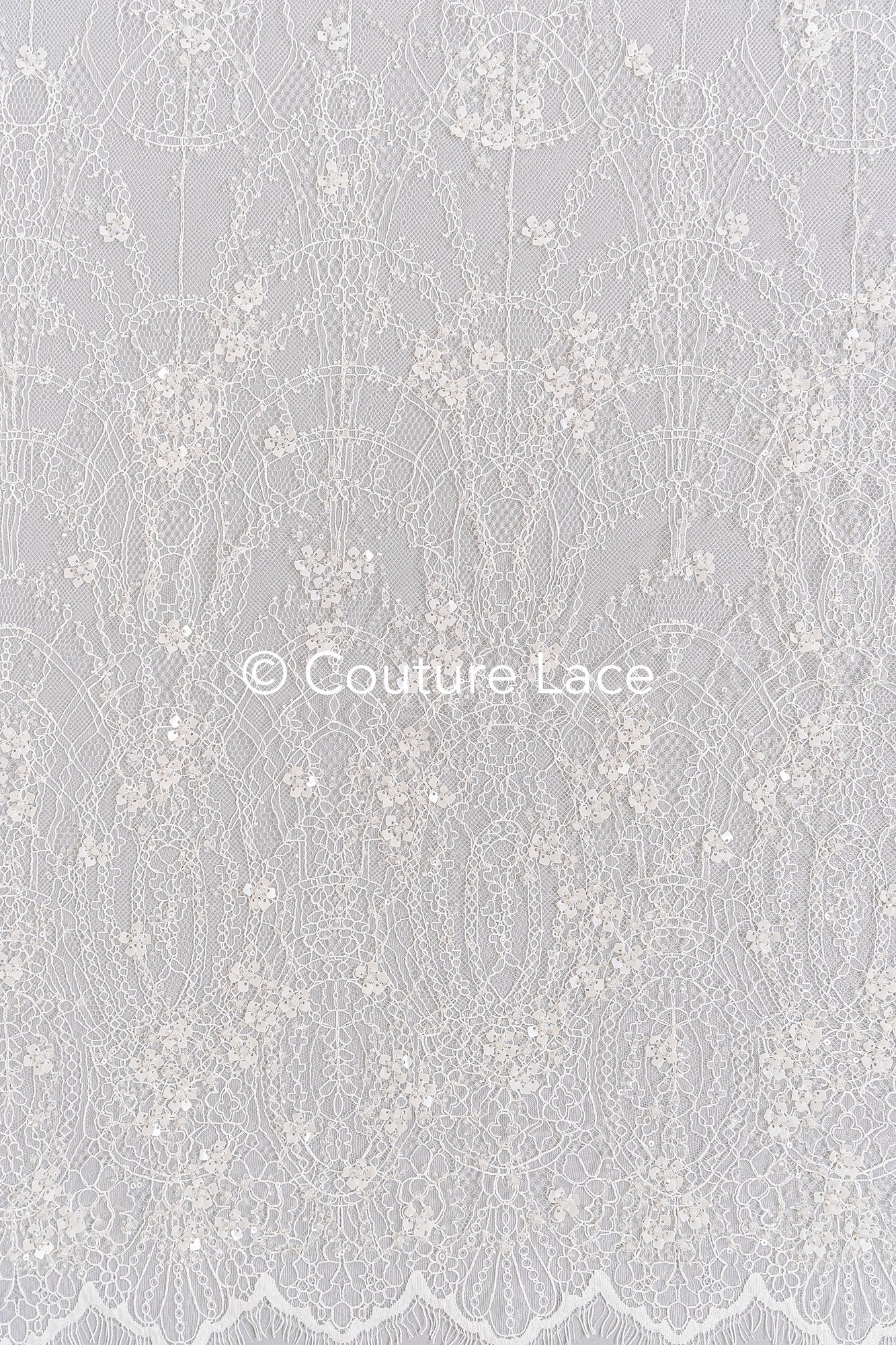 3 Meter Perlenbestickte französische Spitze/ Chantilly-Spitze mit Perlen/ Brautspitze // L25-486