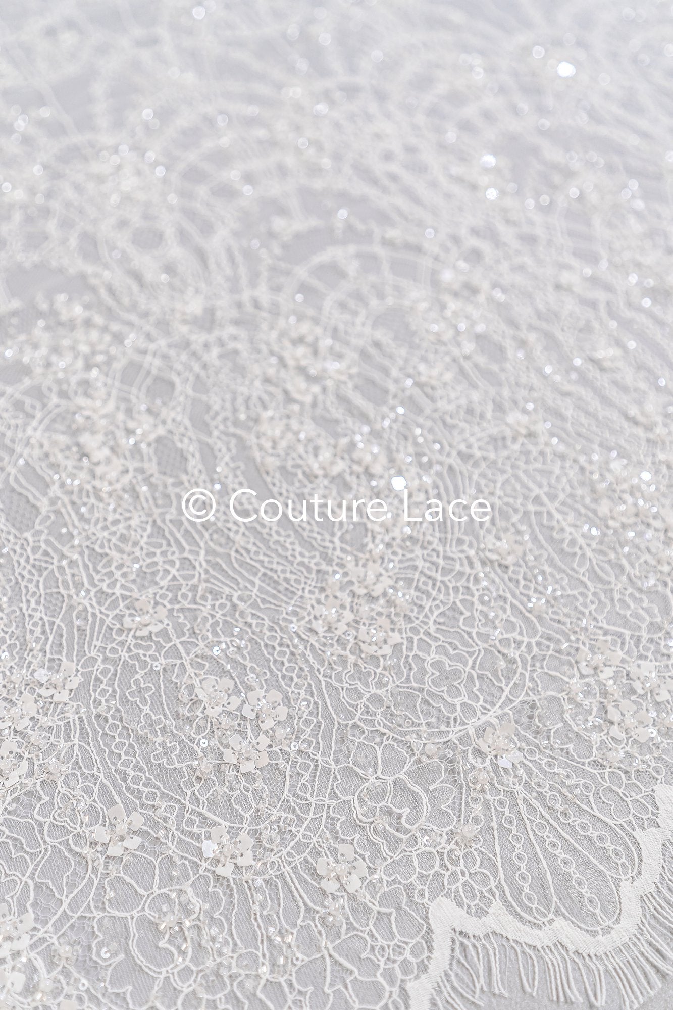 3 Meter Perlenbestickte französische Spitze/ Chantilly-Spitze mit Perlen/ Brautspitze // L25-486